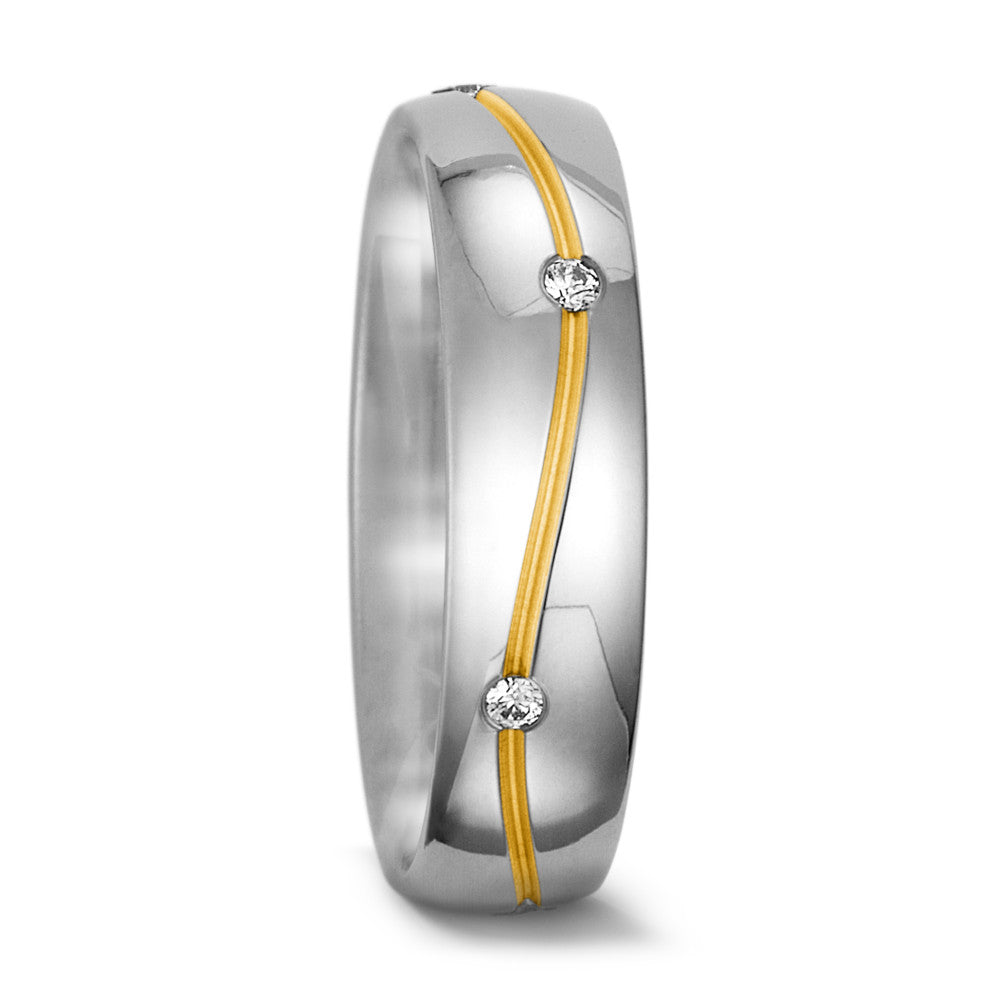 Anello del partner Oro bianco 750/18 carati, Oro giallo 750/18 carati Diamante 0.06 ct, 6 pietra, tw-vsi