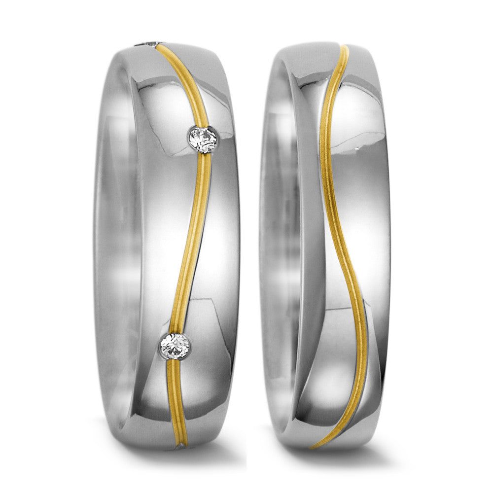 Anello del partner Oro bianco 750/18 carati, Oro giallo 750/18 carati Diamante 0.06 ct, 6 pietra, tw-vsi