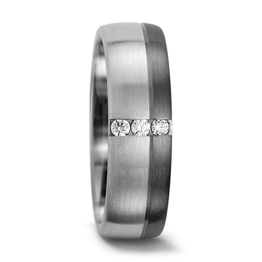 Partnerring 500 Palladium, 375/9 K Weissgold Diamant 0.075 ct, 3 Steine, tw-vsi