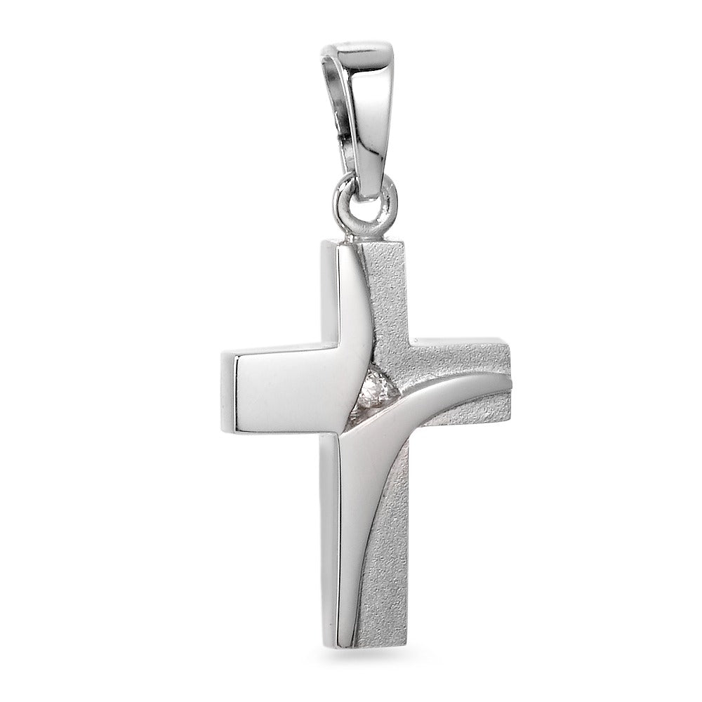 Pendentif Argent Zircone Rhodié Croix