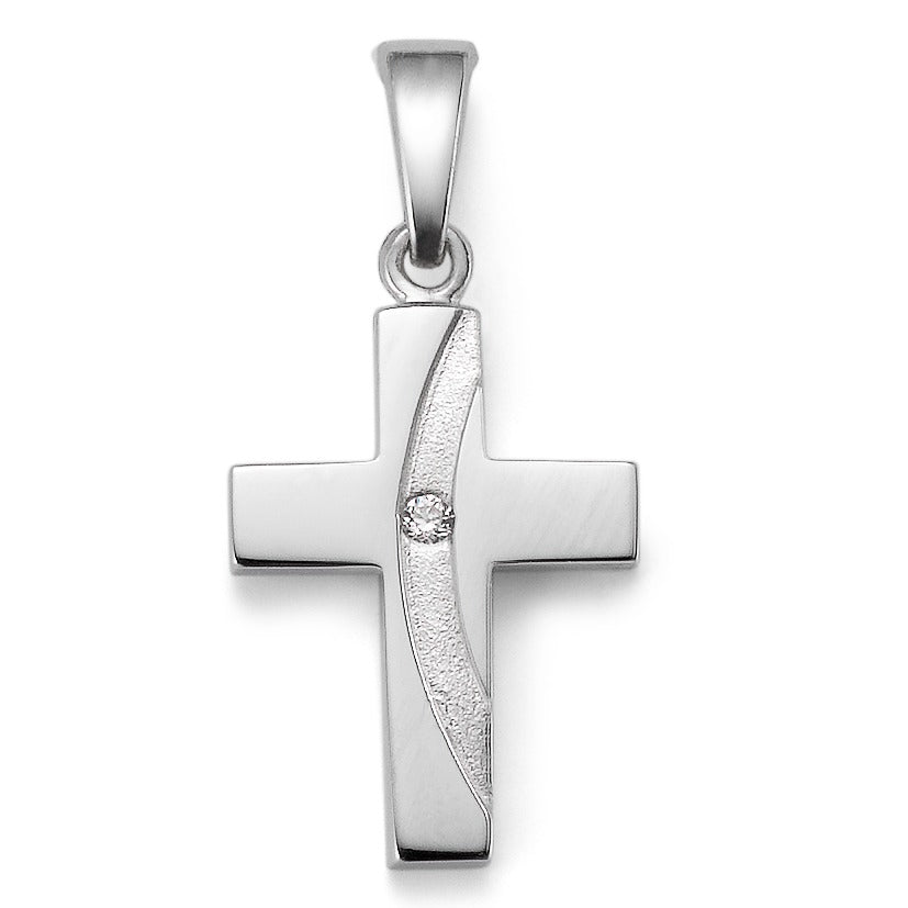 Pendentif Argent Zircone Rhodié Croix