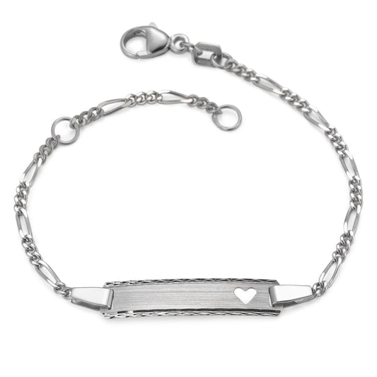 Bracciale con incisione Argento rodiato Cuore 12-14 cm