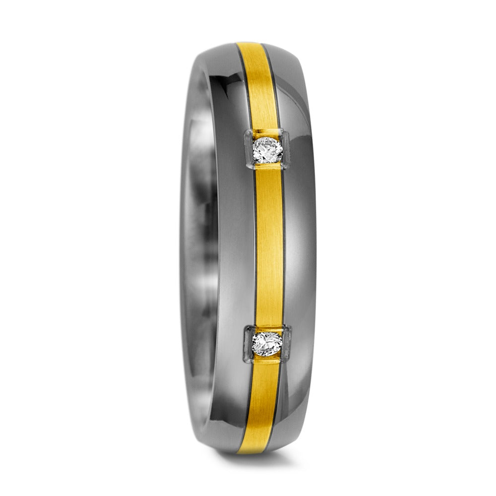 Bague Titane, Or jaune 14K Diamant 0.015 ct, 6 Pierres, w-si