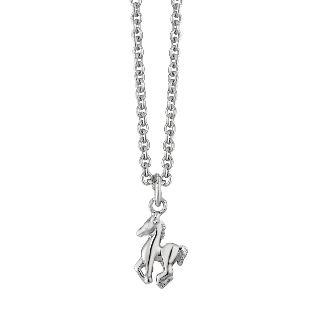 Chaînette avec pendentif Argent Rhodié Cheval 38 cm Ø1 mm