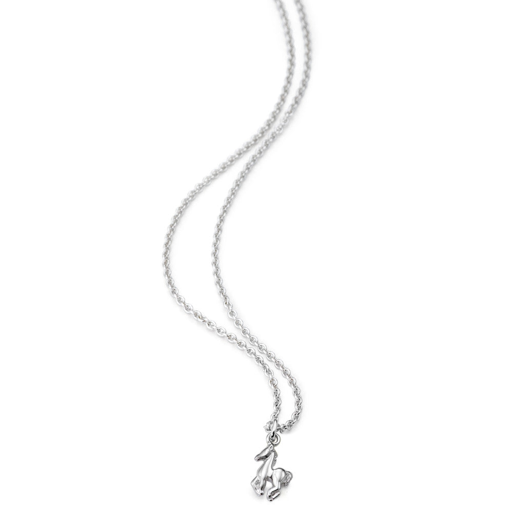 Chaînette avec pendentif Argent Rhodié Cheval 38 cm Ø1 mm