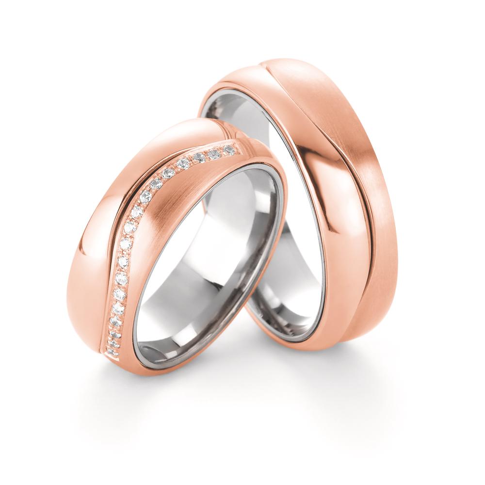 Partnerring 750/18 K Weissgold, 750/18 K Rosegold