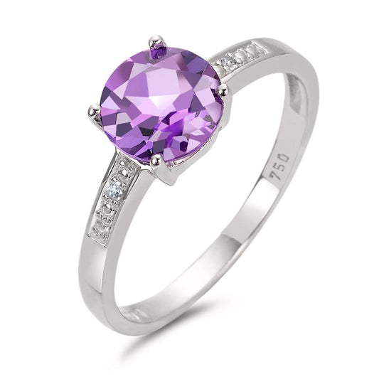 Fingerring 750/18 K Weissgold Diamant violett, 0.01 ct, 2 Steine, facettiert, p1