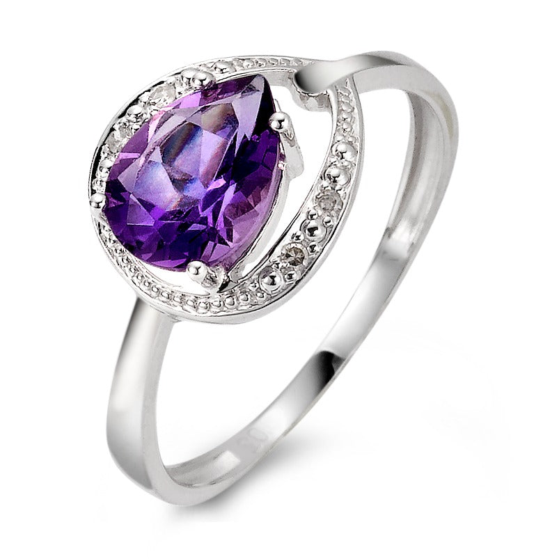 Bague Or blanc 18K Diamant violet, 0.02 ct, 4 Pierres, facetté, p1