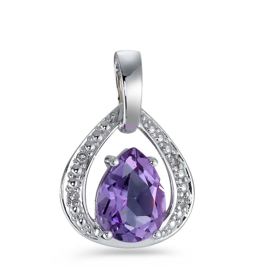 Pendentif Or blanc 18K Diamant violet, 0.02 ct, 5 Pierres, facetté, p1