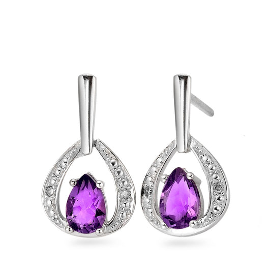 Pendant d'oreilles Or blanc 18K Diamant violet, 0.02 ct, 4 Pierres, facetté, p1