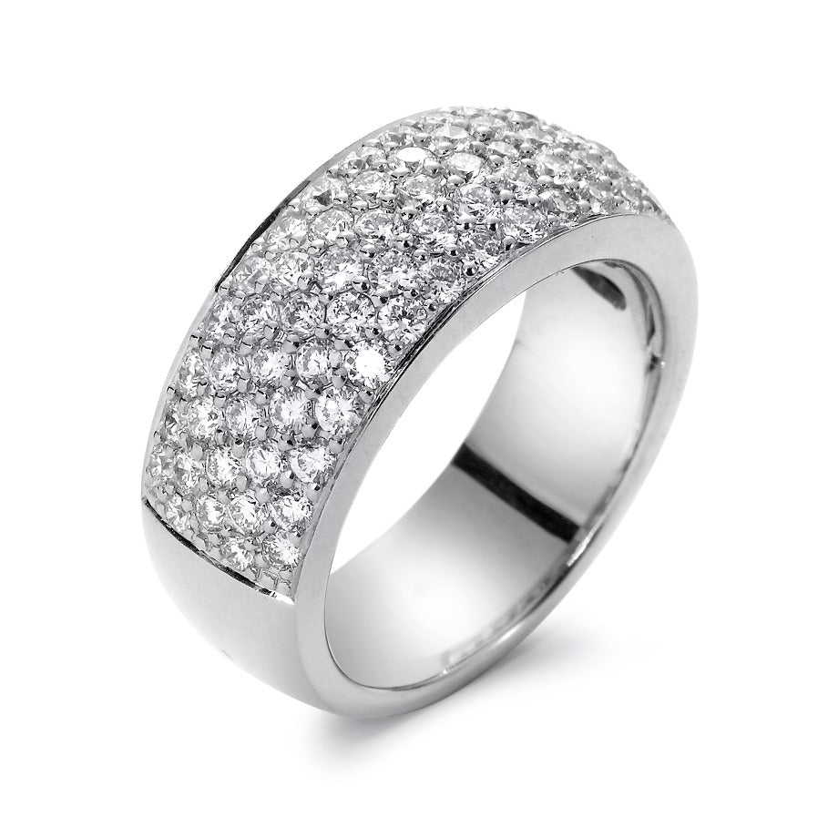 Bague Or blanc 18K Diamant blanc, 1.15 ct, 67 Pierres, brillant, tw-vsi