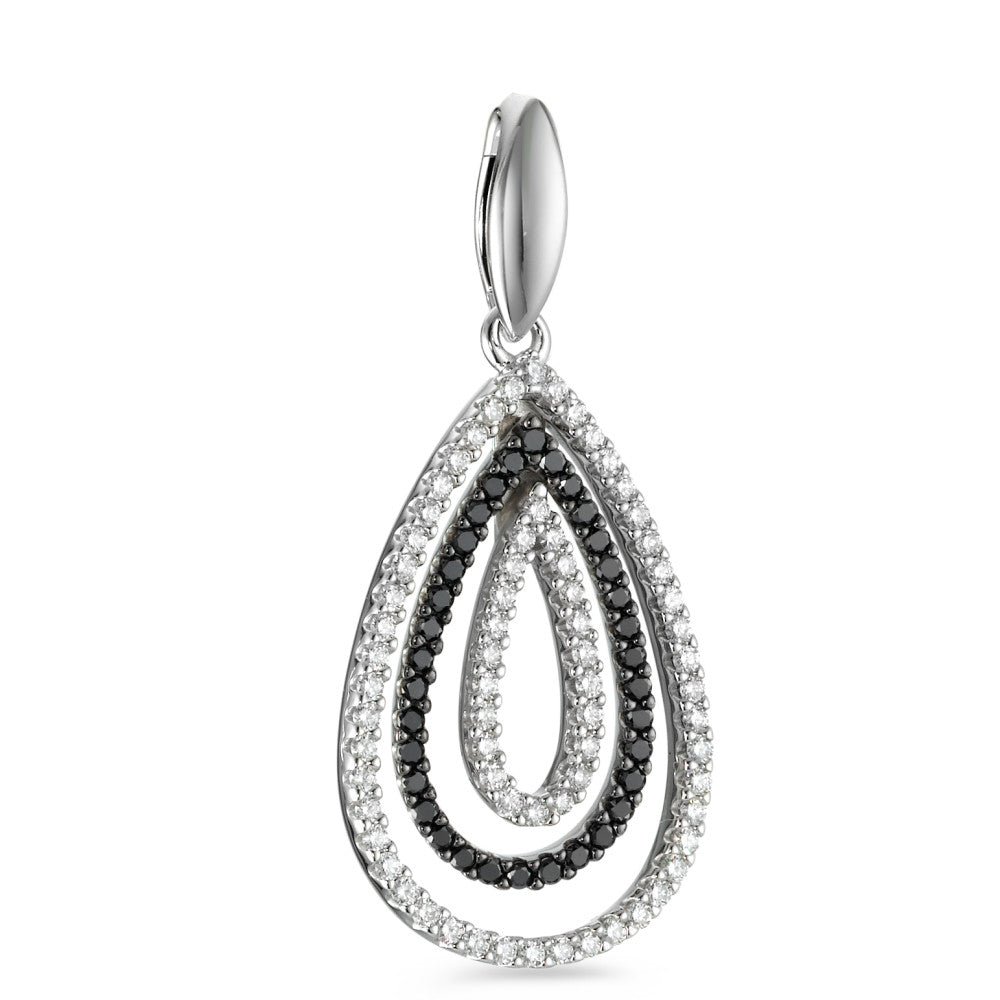 Pendentif Or blanc 18K Diamant noir, 0.52 ct, 104 Pierres, brillant, tw-vsi