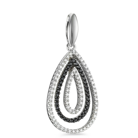 Pendentif Or blanc 18K Diamant noir, 0.52 ct, 104 Pierres, brillant, tw-vsi