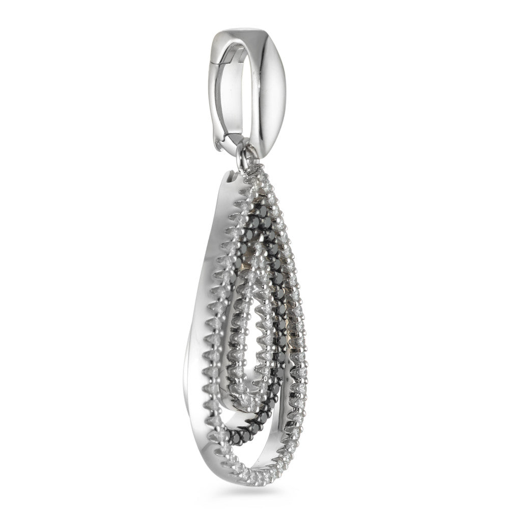 Pendentif Or blanc 18K Diamant noir, 0.52 ct, 104 Pierres, brillant, tw-vsi