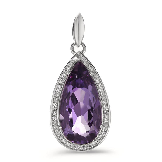 Pendentif Or blanc 18K Améthyste violet, 52 Pierres, brillant, tw-vsi