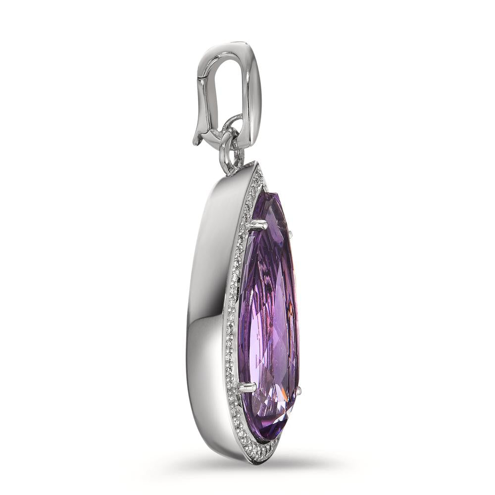 Pendentif Or blanc 18K Améthyste violet, 52 Pierres, brillant, tw-vsi