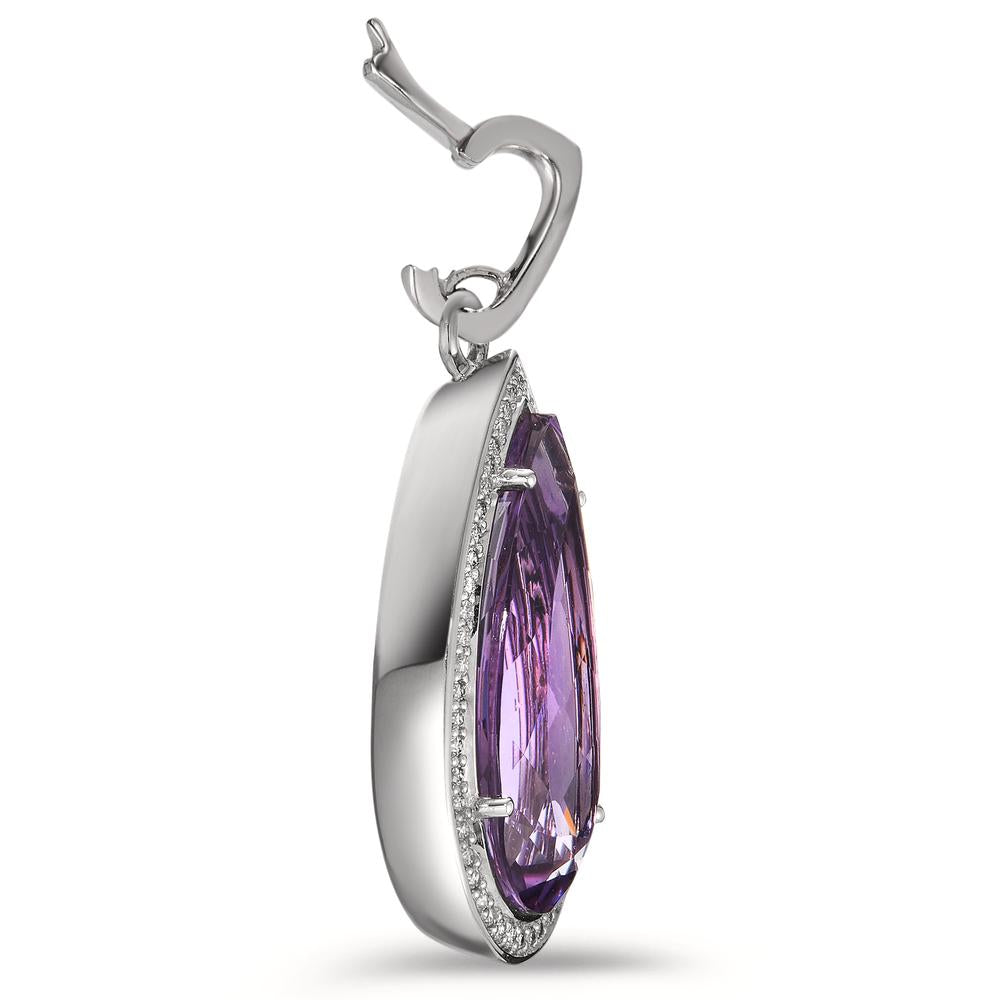 Pendentif Or blanc 18K Améthyste violet, 52 Pierres, brillant, tw-vsi