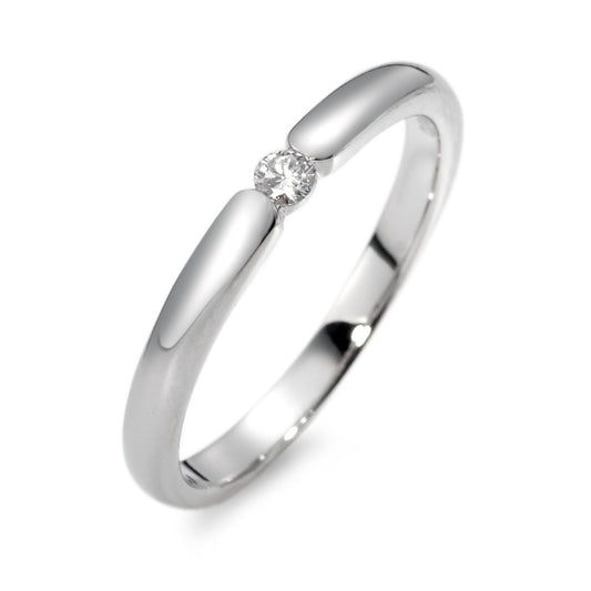 Bague solitaire Or blanc 18K Diamant blanc, 0.06 ct, brillant, w-si