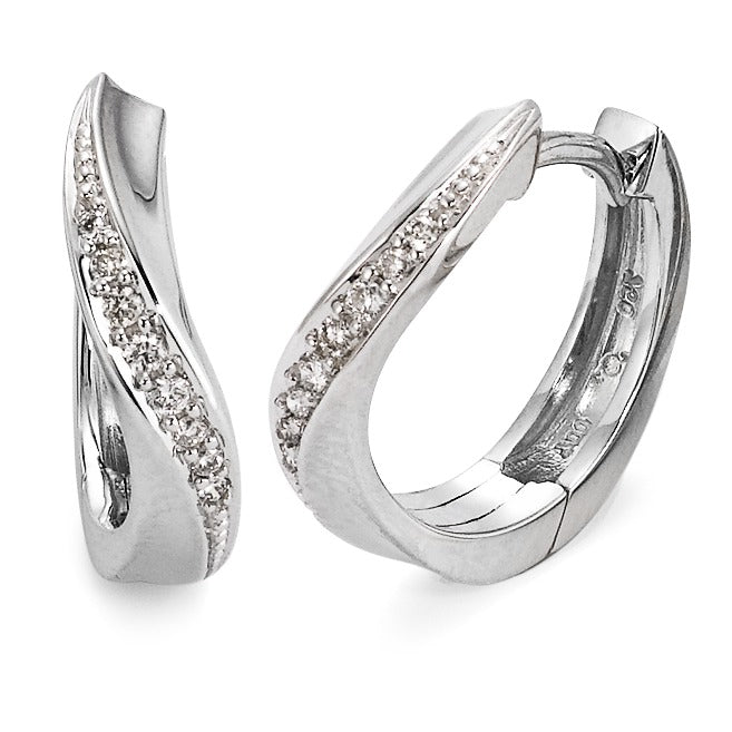 Orecchini circolari Oro bianco 750/18 carati Diamante bianco, 0.08 ct, 16 pietra, [Brillant], w-si