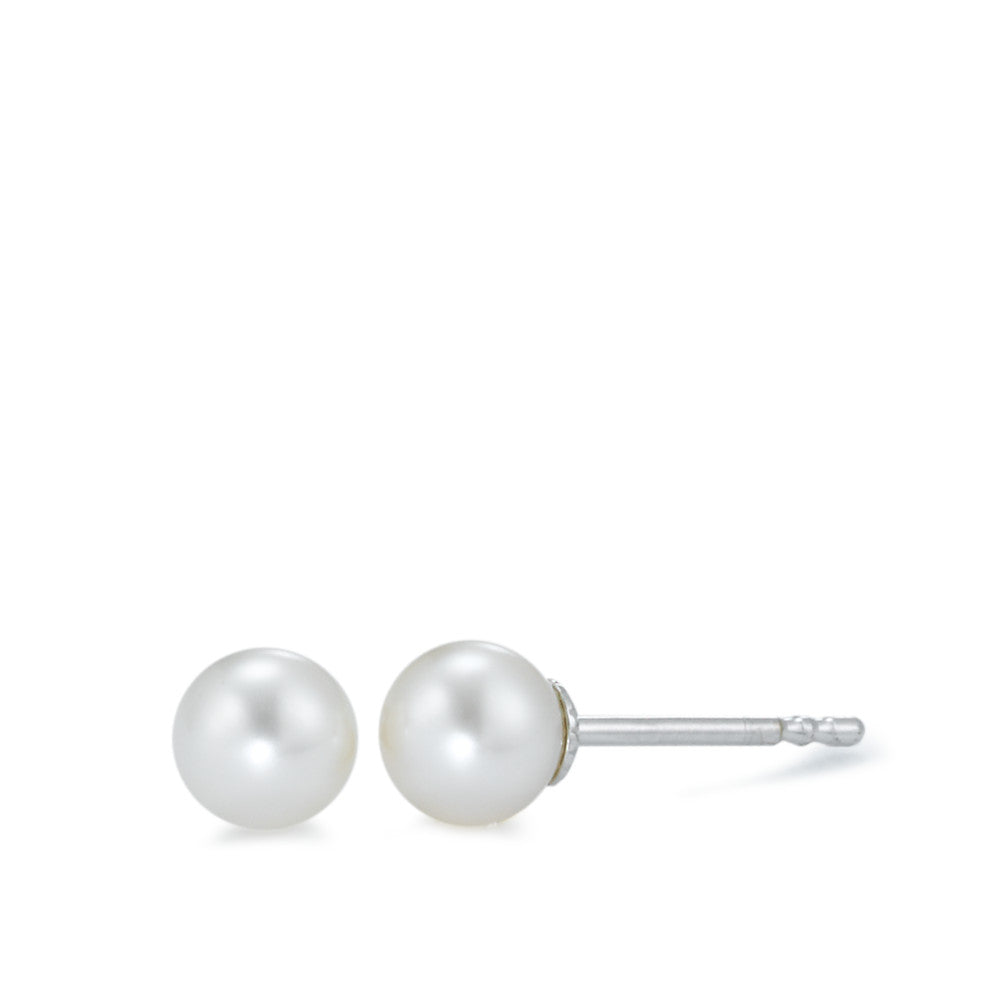 Clous d'oreilles Or blanc 18K perle d'eau douce