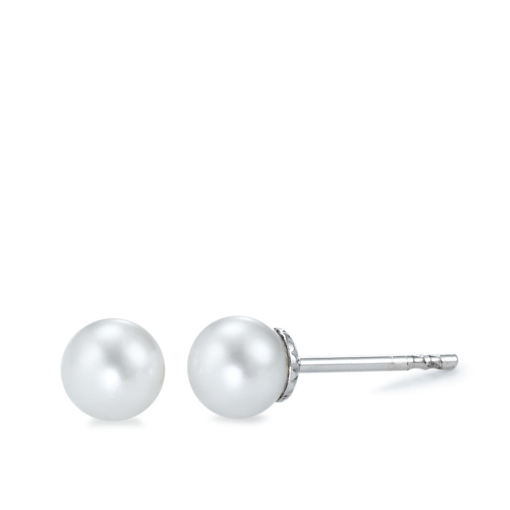 Clous d'oreilles Or blanc 18K perle d'eau douce