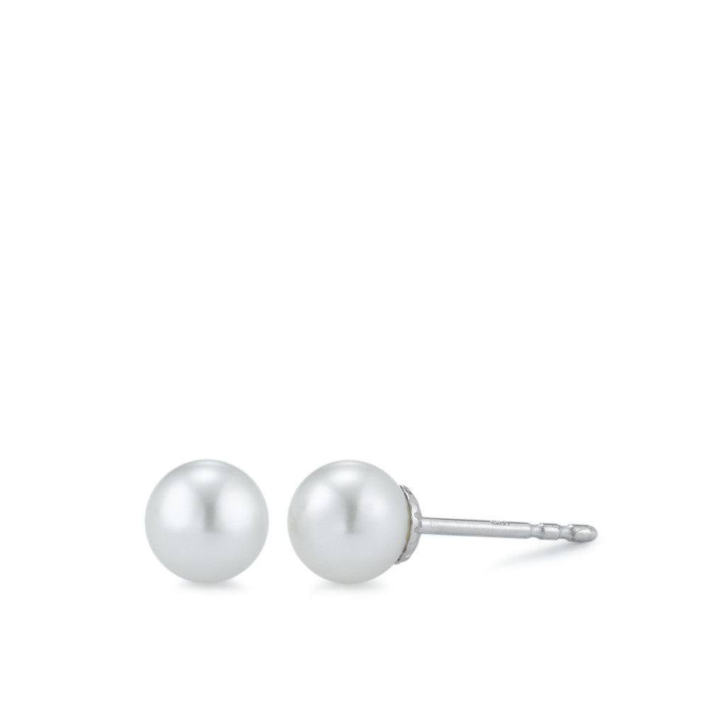 Clous d'oreilles Or blanc 18K perle d'eau douce