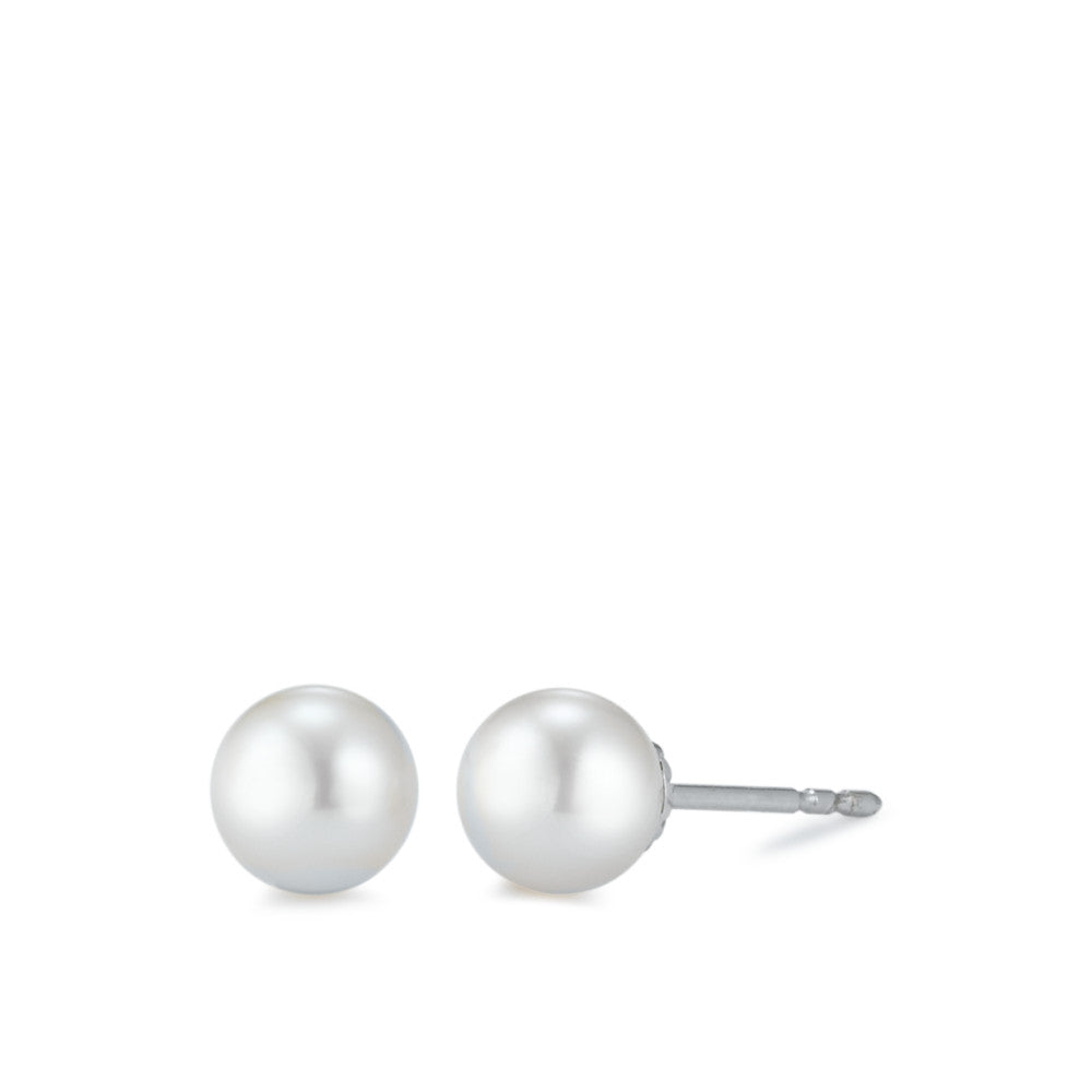 Clous d'oreilles Or blanc 18K perle d'eau douce