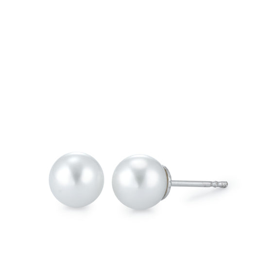 Clous d'oreilles Or blanc 18K perle d'eau douce