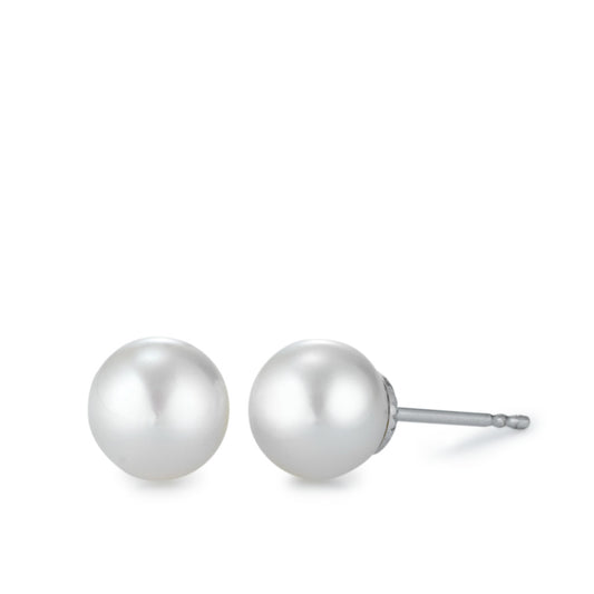 Clous d'oreilles Or blanc 18K perle d'eau douce