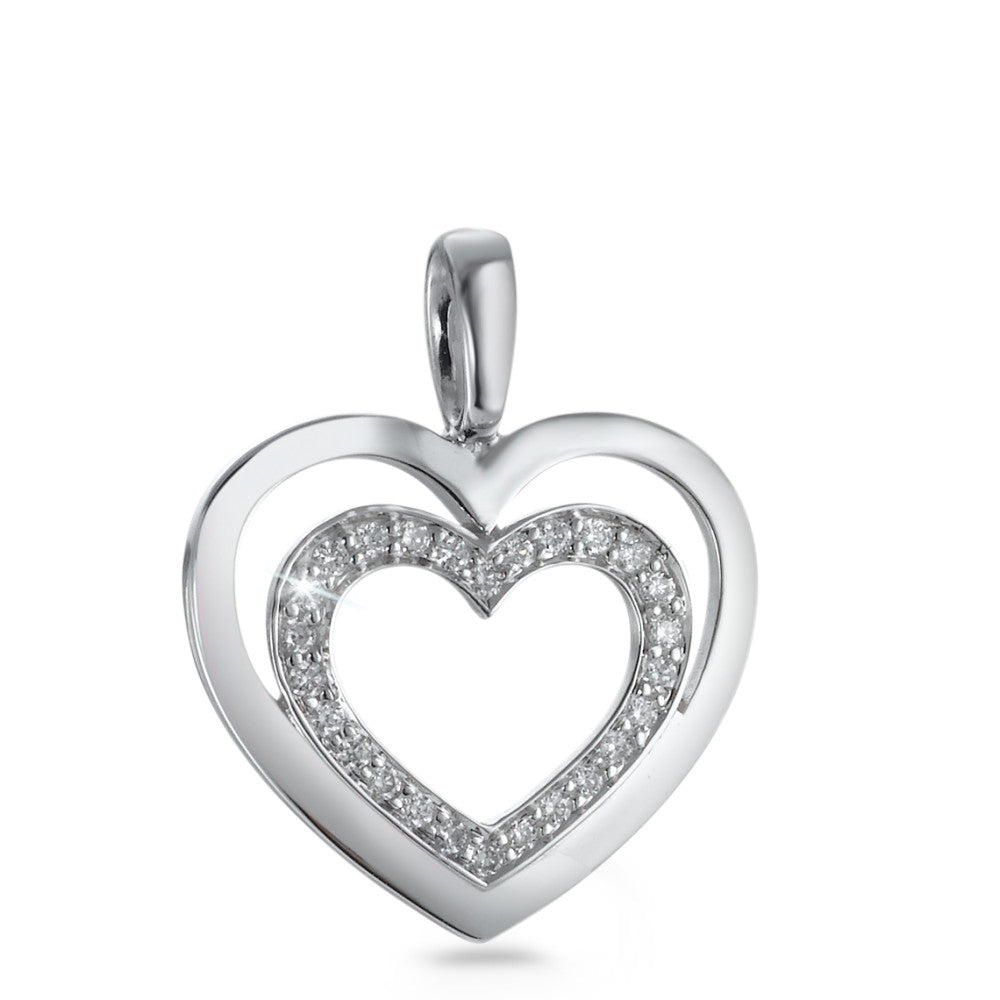 Ciondolo Oro bianco 750/18 carati Diamante bianco, 0.11 ct, 26 pietra, [Brillant], w-si Cuore