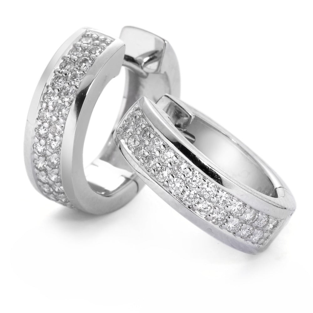 Orecchini circolari Oro bianco 750/18 carati Diamante bianco, 0.50 ct, 50 pietra, [Brillant], w-si