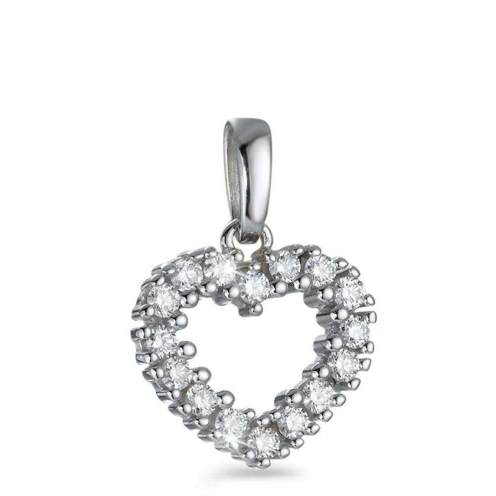 Ciondolo Oro bianco 750/18 carati Diamante bianco, 0.30 ct, 16 pietra, [Brillant], w-si Cuore