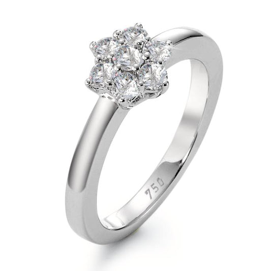 Bague solitaire Or blanc 18K Diamant blanc, 0.50 ct, 7 Pierres, brillant, w-si