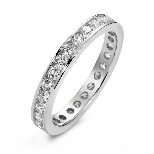 Bague d'éternité Or blanc 18K Diamant blanc, 1 ct, 28 Pierres, brillant, w-si