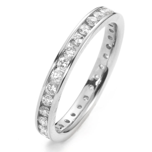 Bague d'éternité Or blanc 18K Diamant blanc, 0.65 ct, 30 Pierres, brillant, w-si