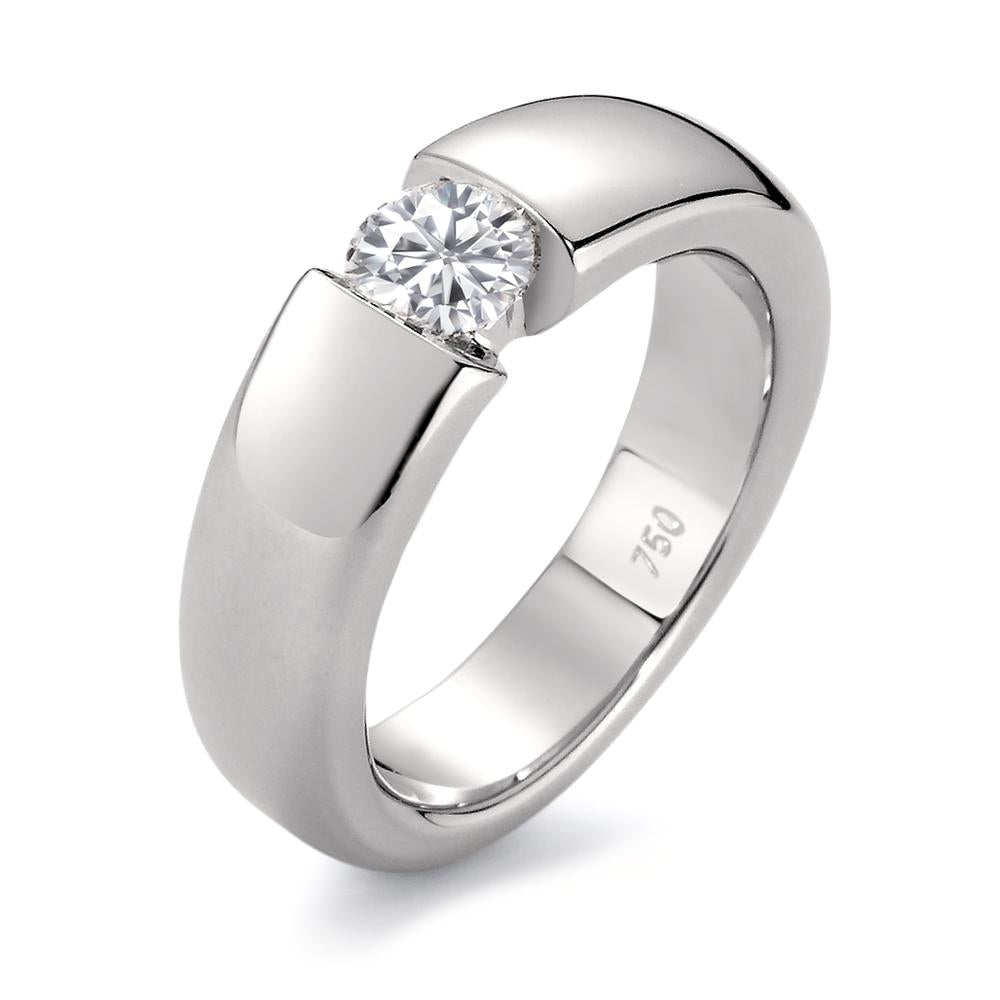 Bague solitaire Or blanc 18K Diamant blanc, 0.50 ct, brillant, w-si