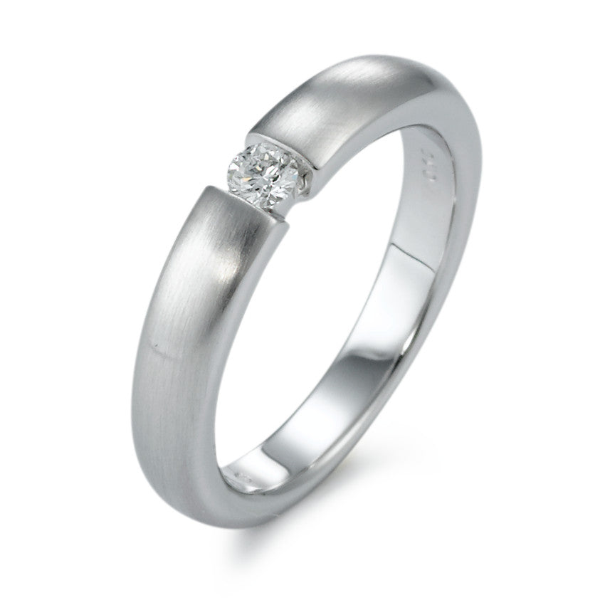 Bague solitaire Or blanc 18K Diamant blanc, 0.10 ct, brillant, w-si