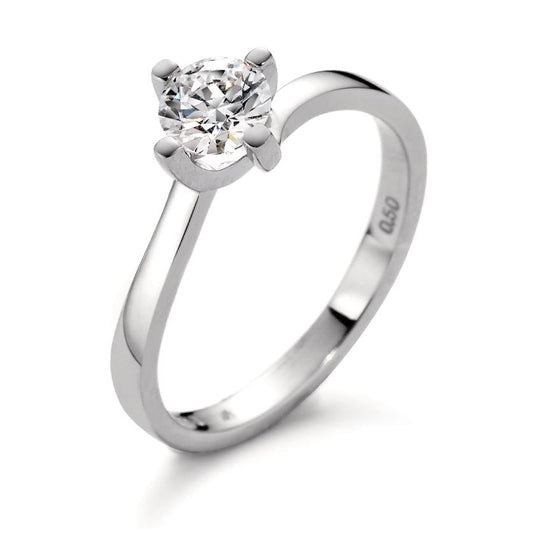 Bague solitaire Or blanc 18K Diamant blanc, 0.25 ct, brillant, w-si