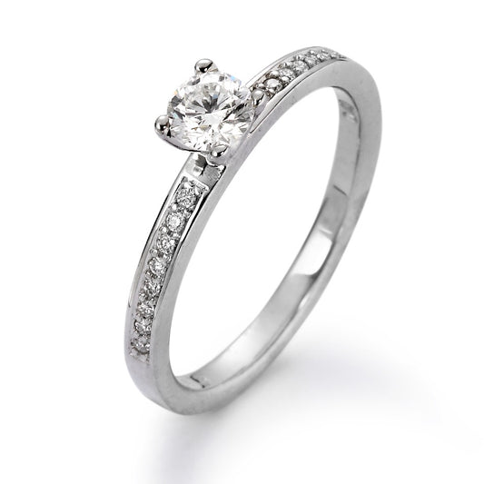 Bague solitaire Or blanc 18K Diamant blanc, 0.40 ct, 17 Pierres, brillant, w-si