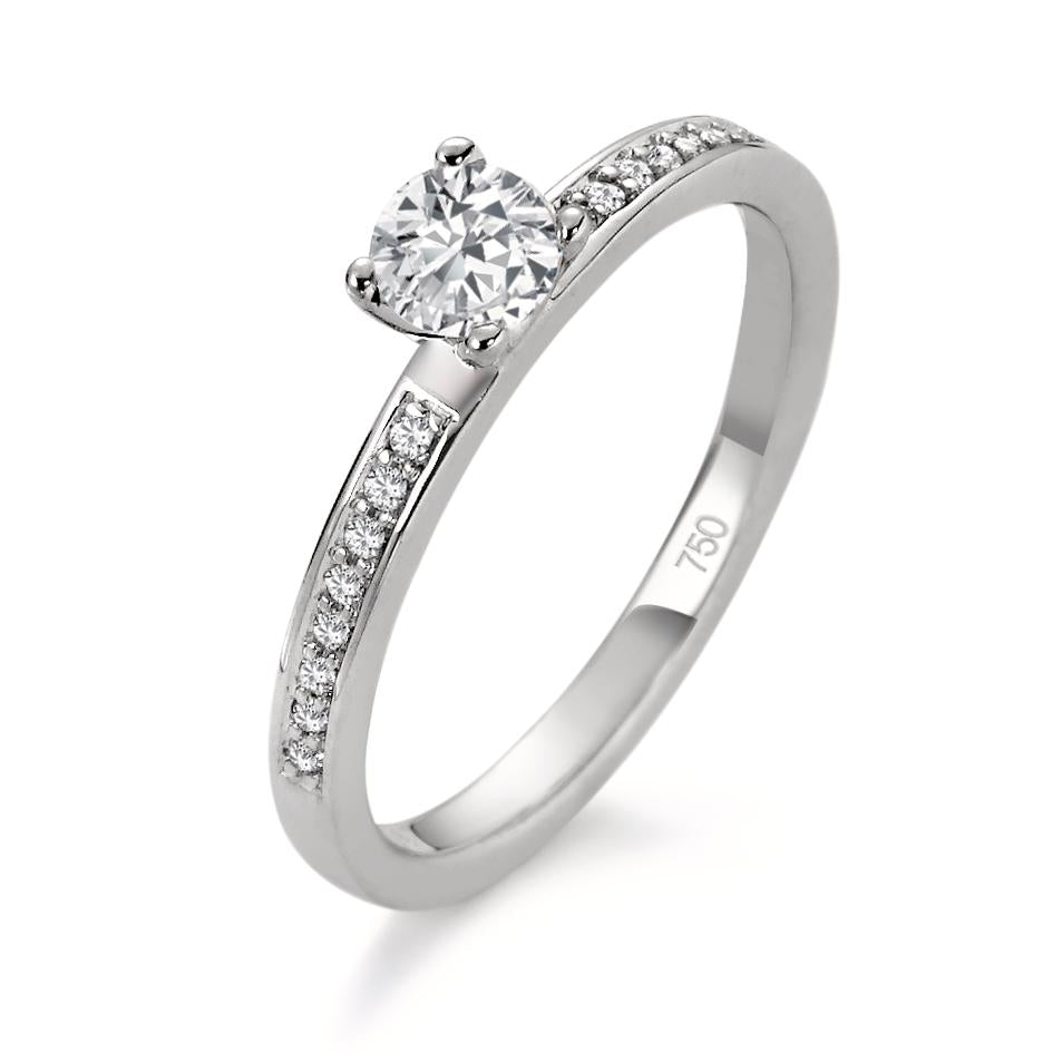 Bague solitaire Or blanc 18K Diamant blanc, 0.40 ct, 17 Pierres, brillant, w-si