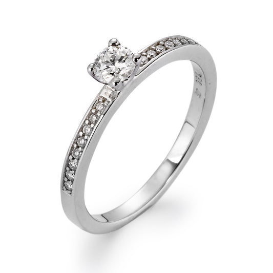 Bague solitaire Or blanc 18K Diamant blanc, 0.30 ct, 17 Pierres, brillant, w-si