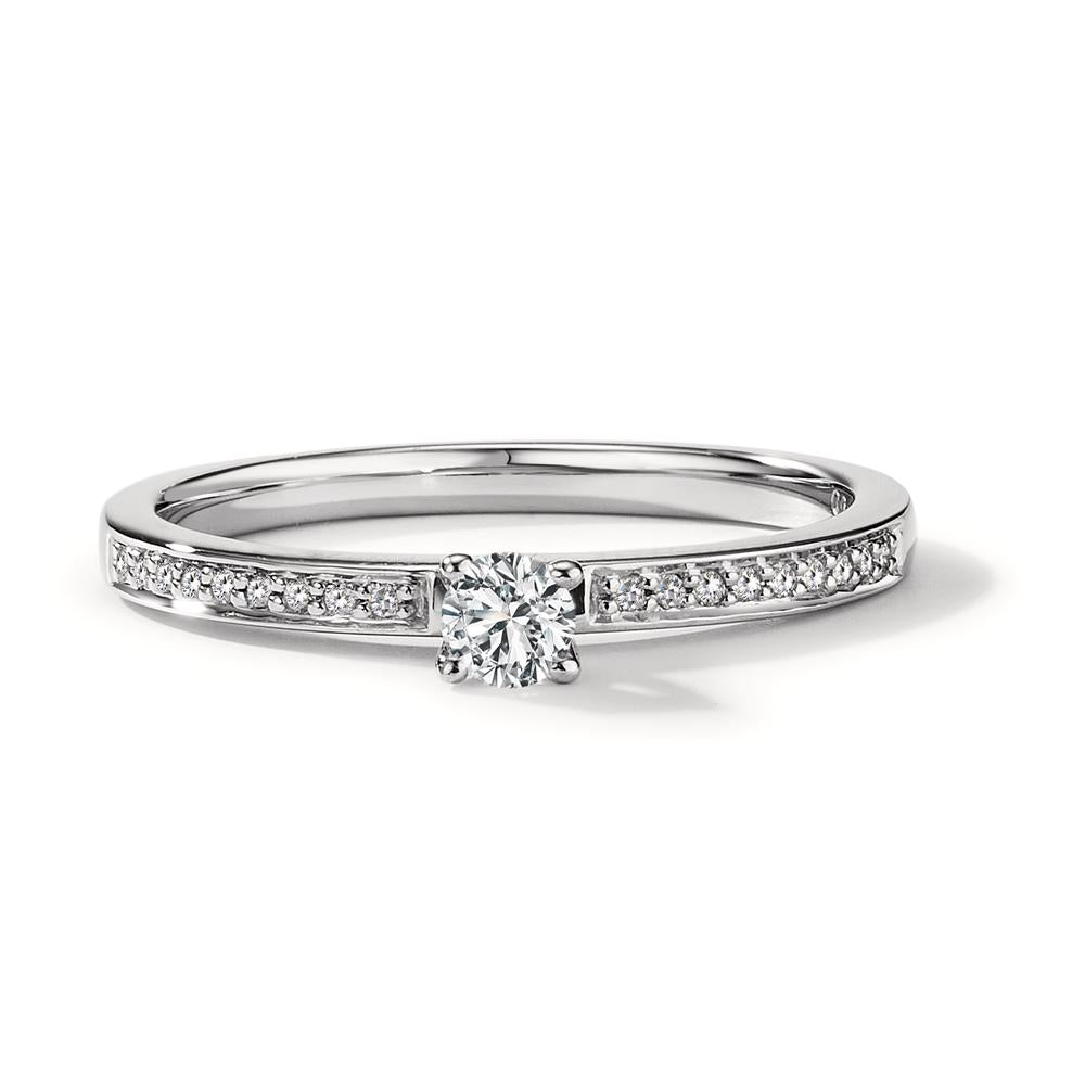 Bague solitaire Or blanc 18K Diamant blanc, 0.20 ct, 19 Pierres, brillant, w-si Ø3 mm