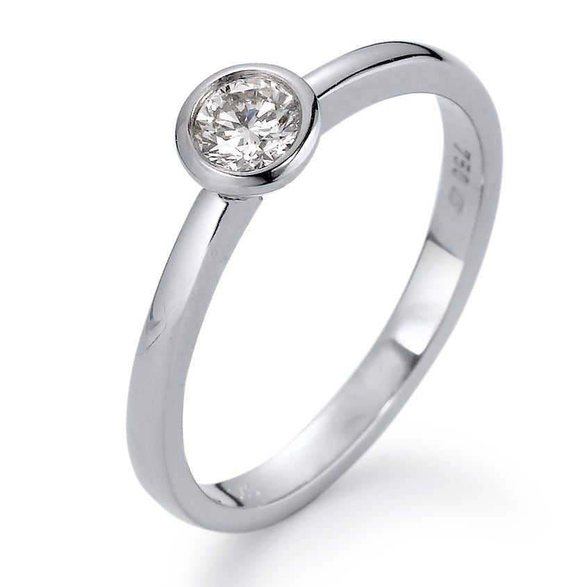 Bague solitaire Or blanc 18K Diamant blanc, 0.20 ct, brillant, w-si