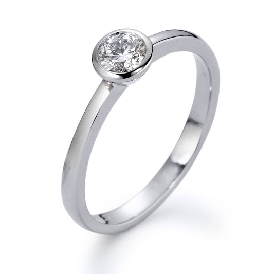 Bague solitaire Or blanc 18K Diamant blanc, 0.25 ct, brillant, w-si