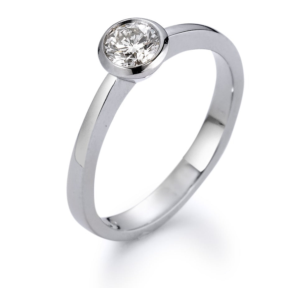 Bague solitaire Or blanc 18K Diamant blanc, 0.33 ct, brillant, w-si