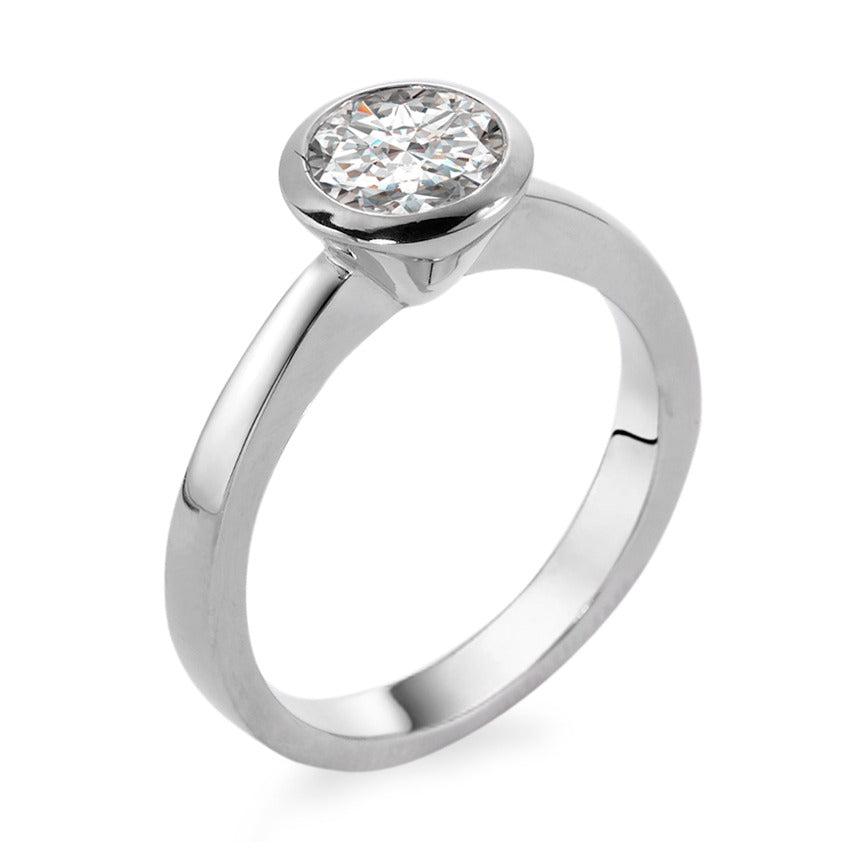 Bague solitaire Or blanc 18K Diamant blanc, 0.75 ct, brillant, w-si, IGA