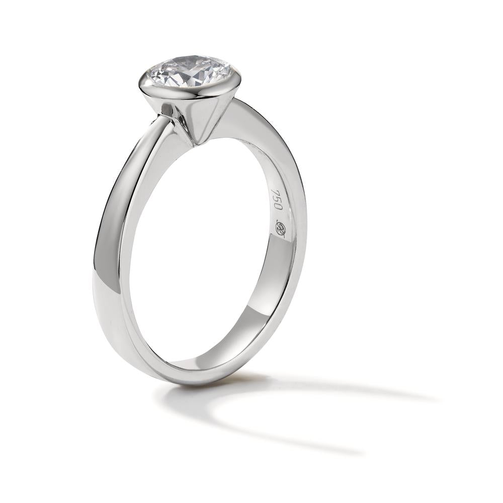 Bague solitaire Or blanc 18K Diamant blanc, 0.75 ct, brillant, w-si, IGA