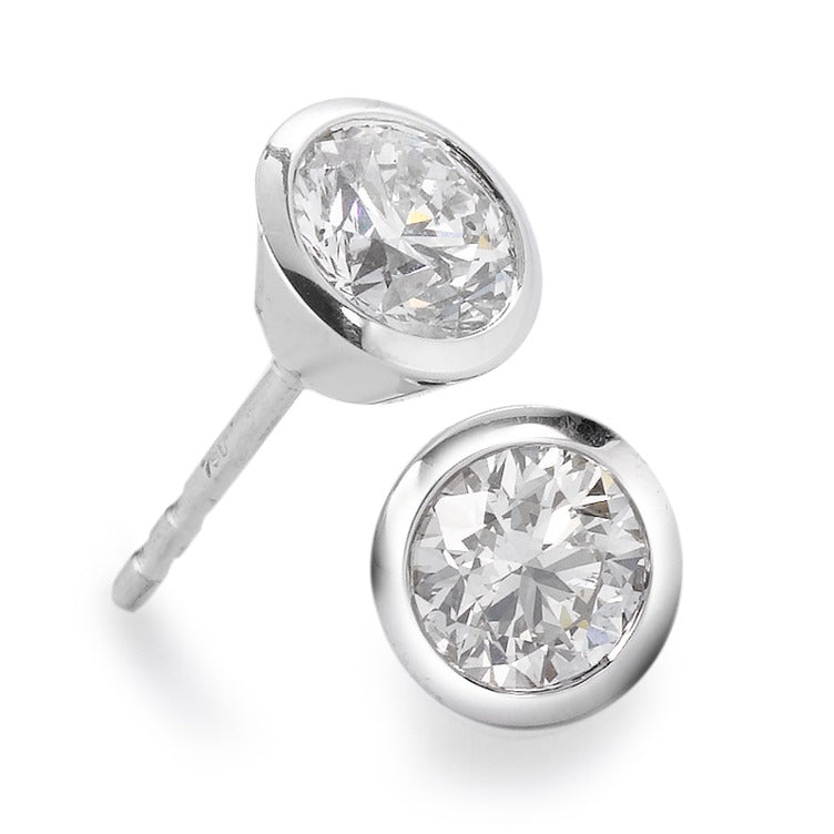 Clous d'oreilles Or blanc 18K Diamant blanc, 0.35 ct, 2 Pierres, brillant, w-si Ø5 mm