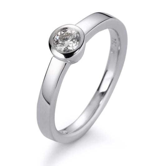 Solitär Ring 750/18 K Weissgold Diamant weiss, 0.20 ct, Brillantschliff, w-si