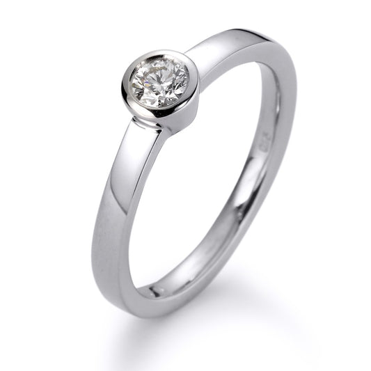 Bague solitaire Or blanc 18K Diamant blanc, 0.25 ct, brillant, w-si